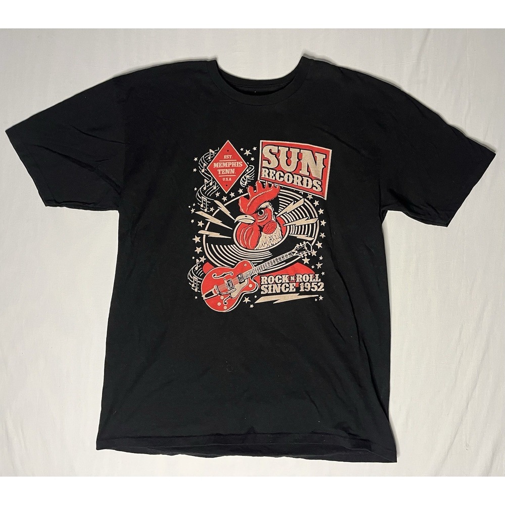 Sun Studios Memphis TN T Shirt Men's Size Large Black Short Sleeve Rooster